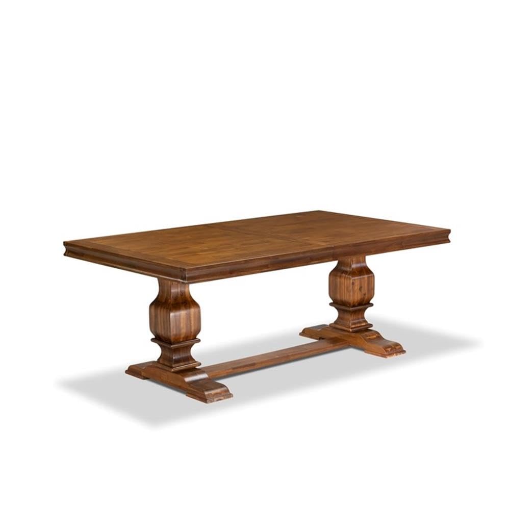 9-Piece Acacia Wood Dining Table Set with Faux Leather Chairs P522970