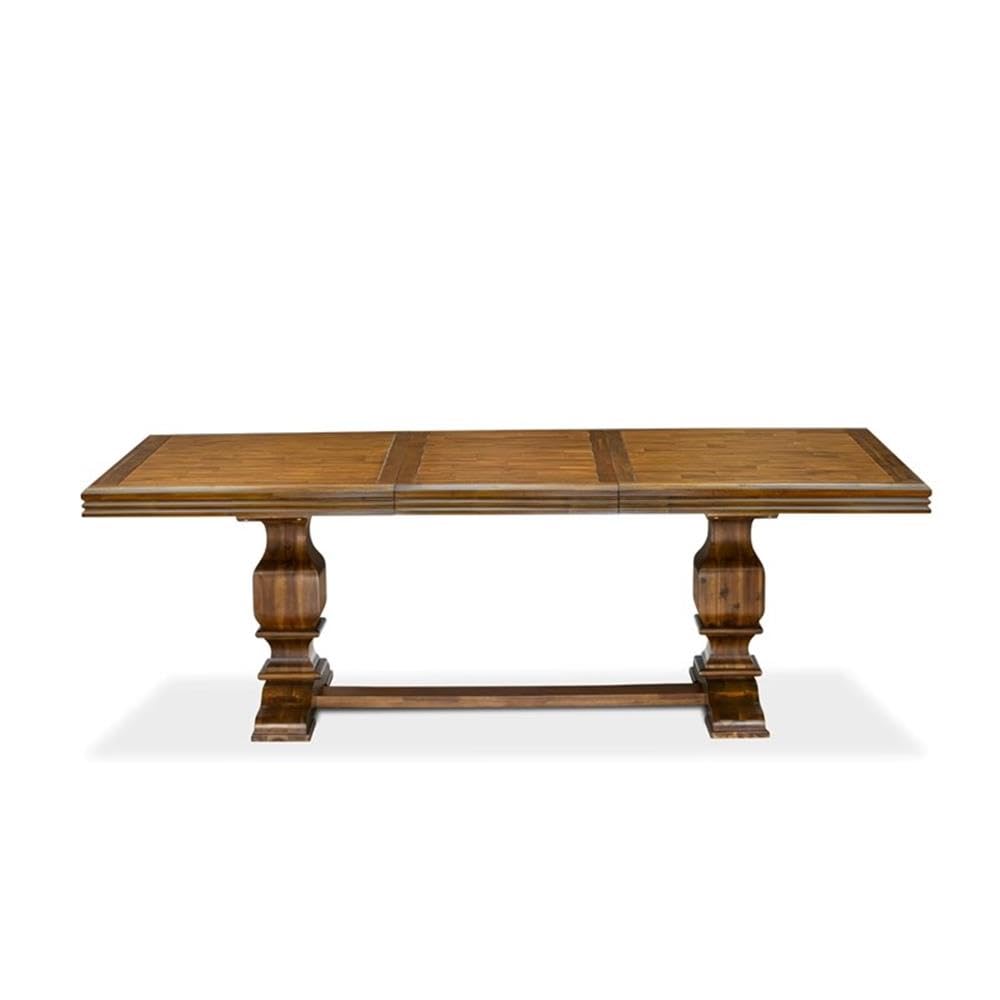 9-Piece Acacia Wood Dining Table Set with Faux Leather Chairs P522970