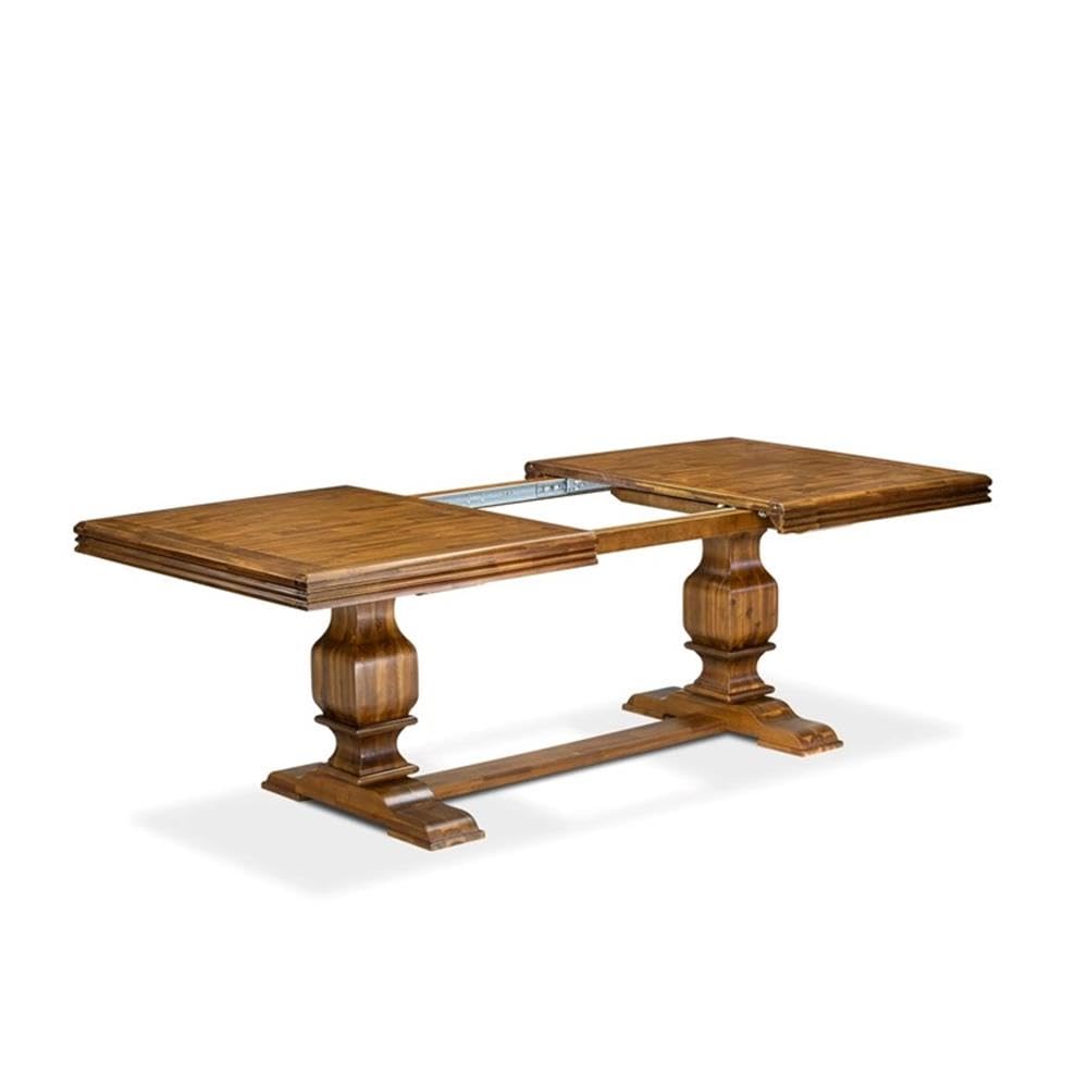 9-Piece Acacia Wood Dining Table Set with Faux Leather Chairs P522970