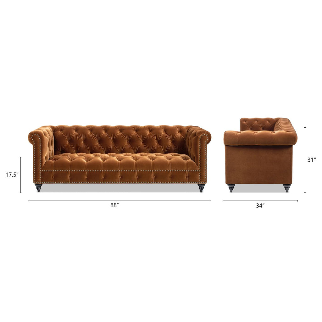 88" Burnt Orange Performance Velvet Sofa J938181