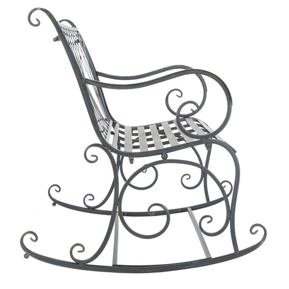Black Wrought Iron Outdoor Rocking Bench X518