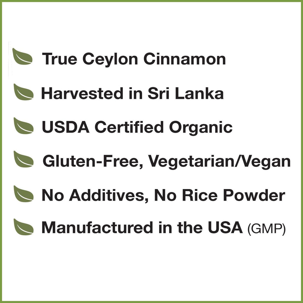 Organic Ceylon Cinnamon Supplement, 120 Capsules X3742