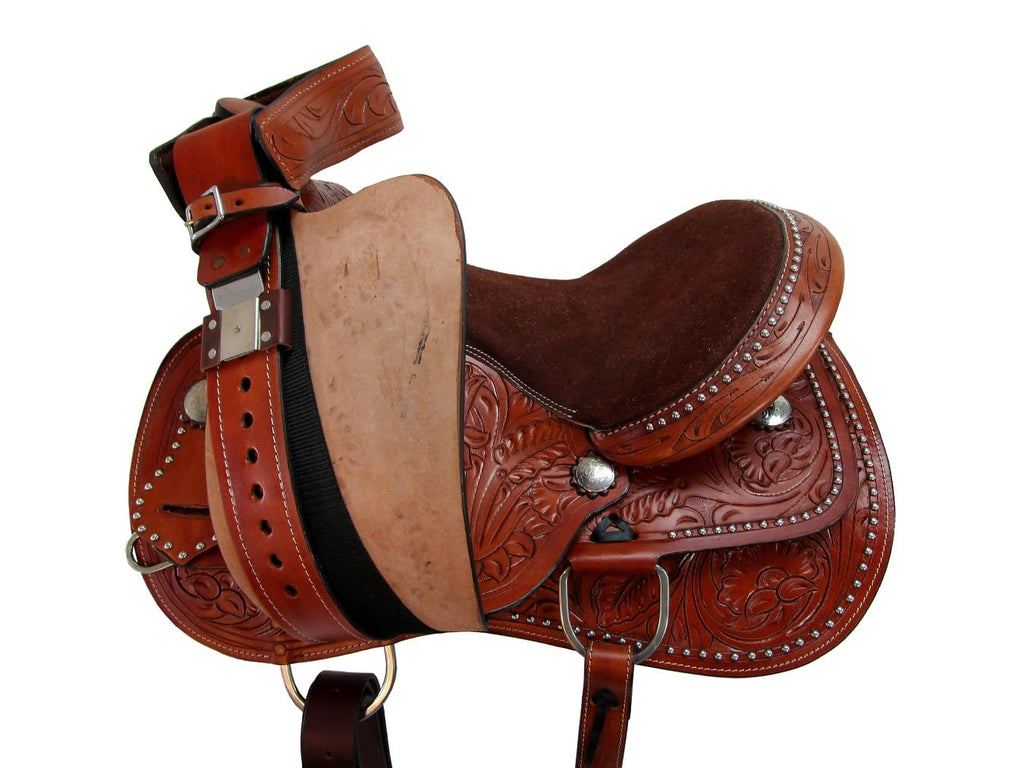 Tooled Leather Western Horse Saddle 15 16 17 18 J3532