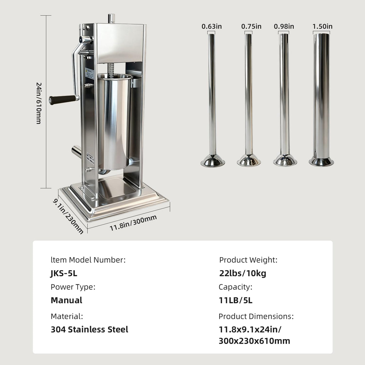 11LBS/5L Vertical Sausage Stuffer F604
