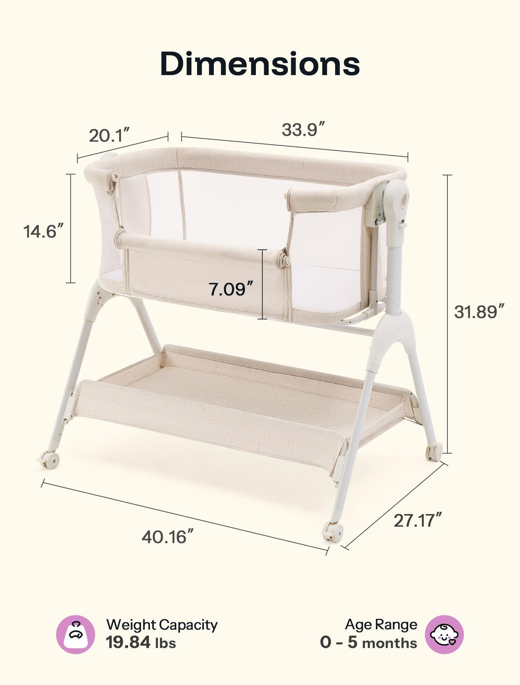Baby Bassinet Bedside Sleeper U4360
