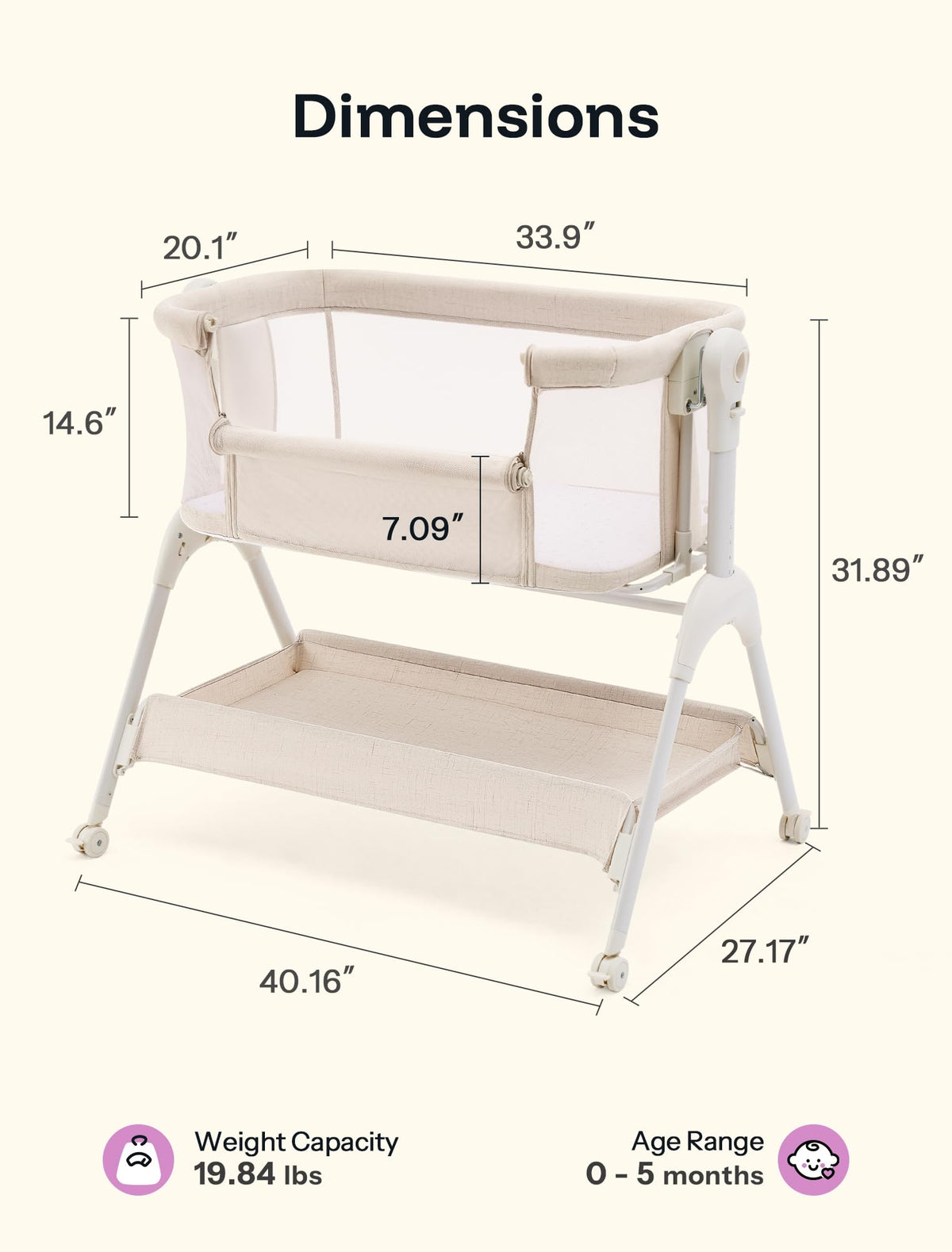 Baby Bassinet Bedside Sleeper U4360