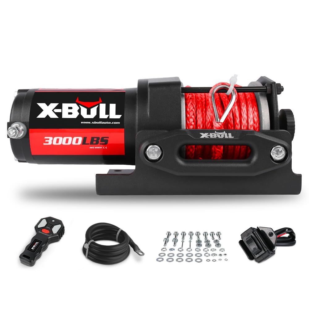 12V 3000LBS Synthetic Rope Electric Winch with Mounting Bracket R4095