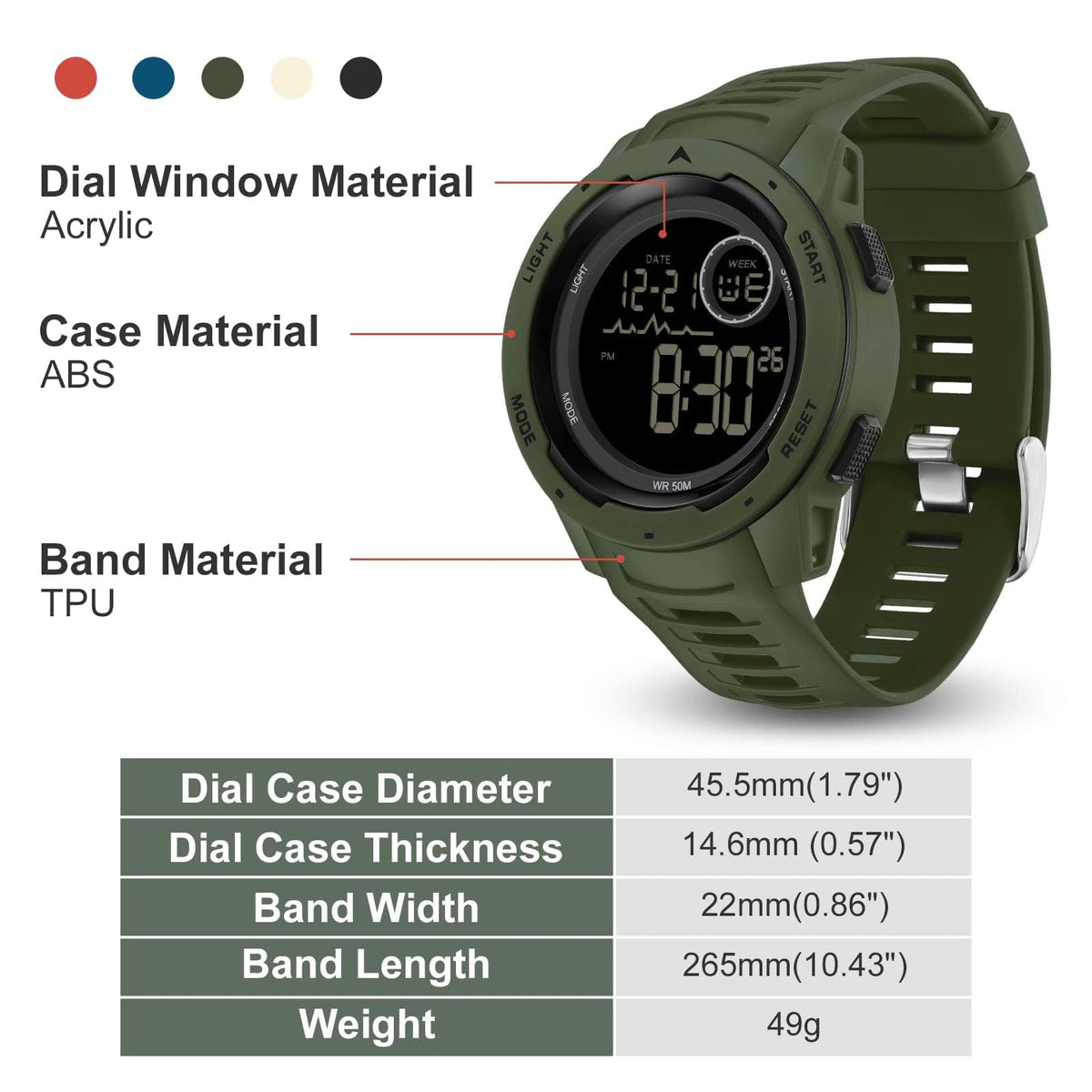 Men's Digital Waterproof Sports Watch Q60265