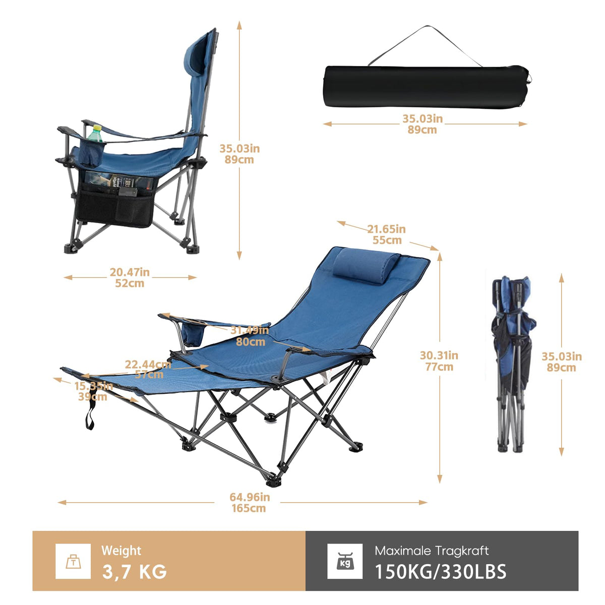 Zero Gravity Reclining Folding Chair with Footrest Cup Holder W266