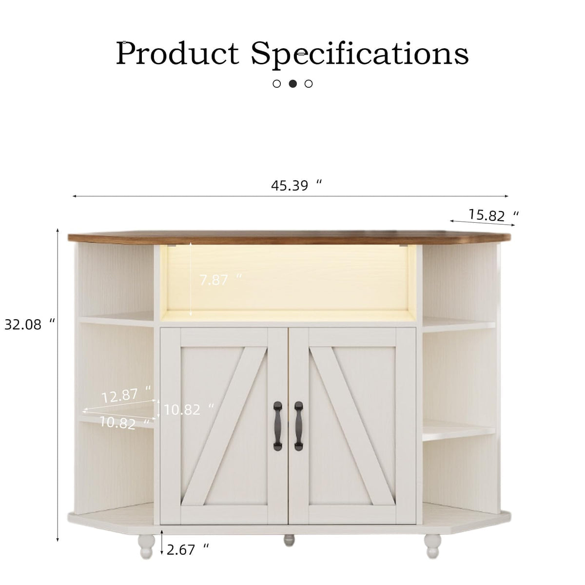White Corner TV Stand with Storage H6293