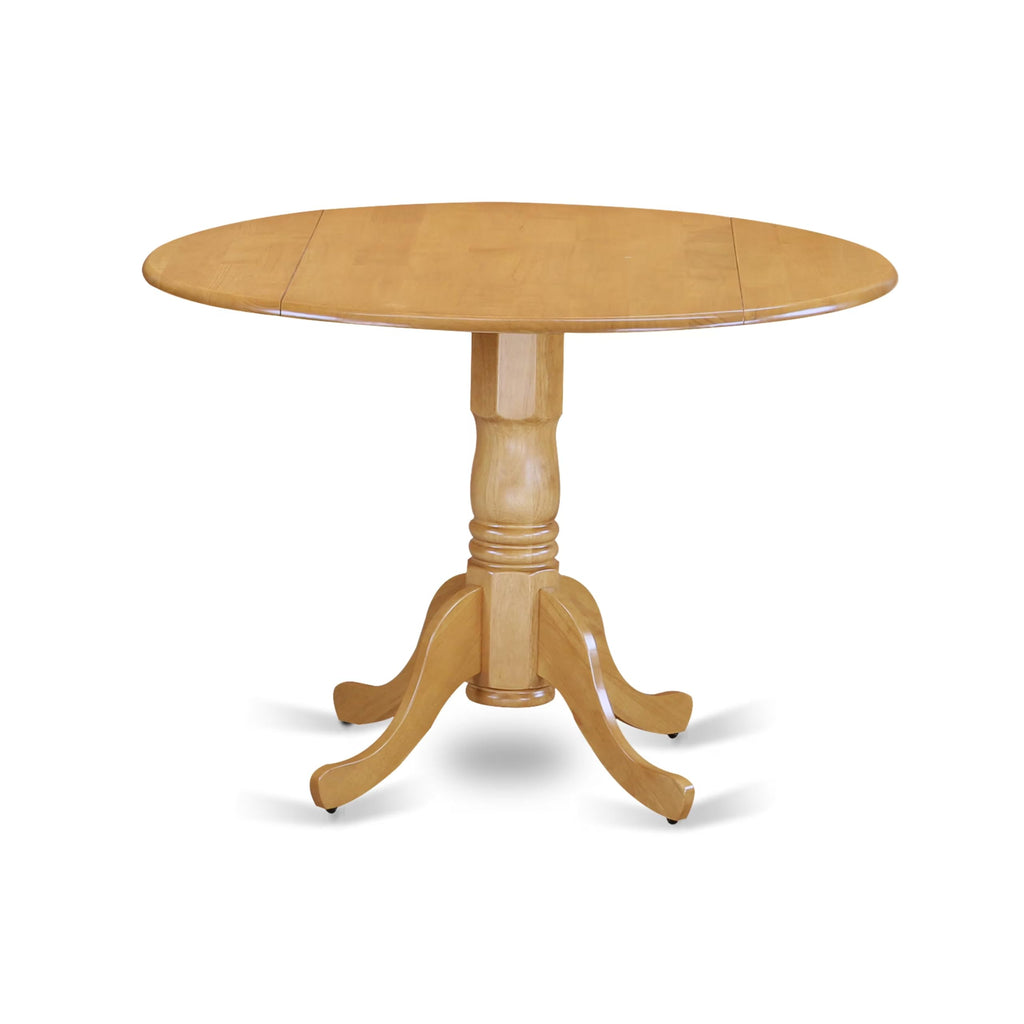 5 Piece Oak Dining Set with Dropleaf Table and 4 Blue Chairs X37311