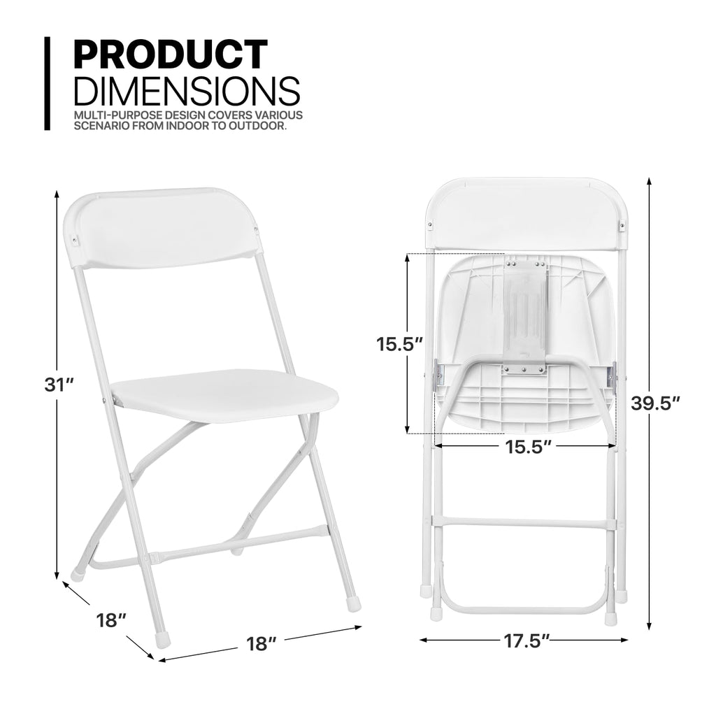 White Set of 10 Stackable Plastic Folding Chairs A73346