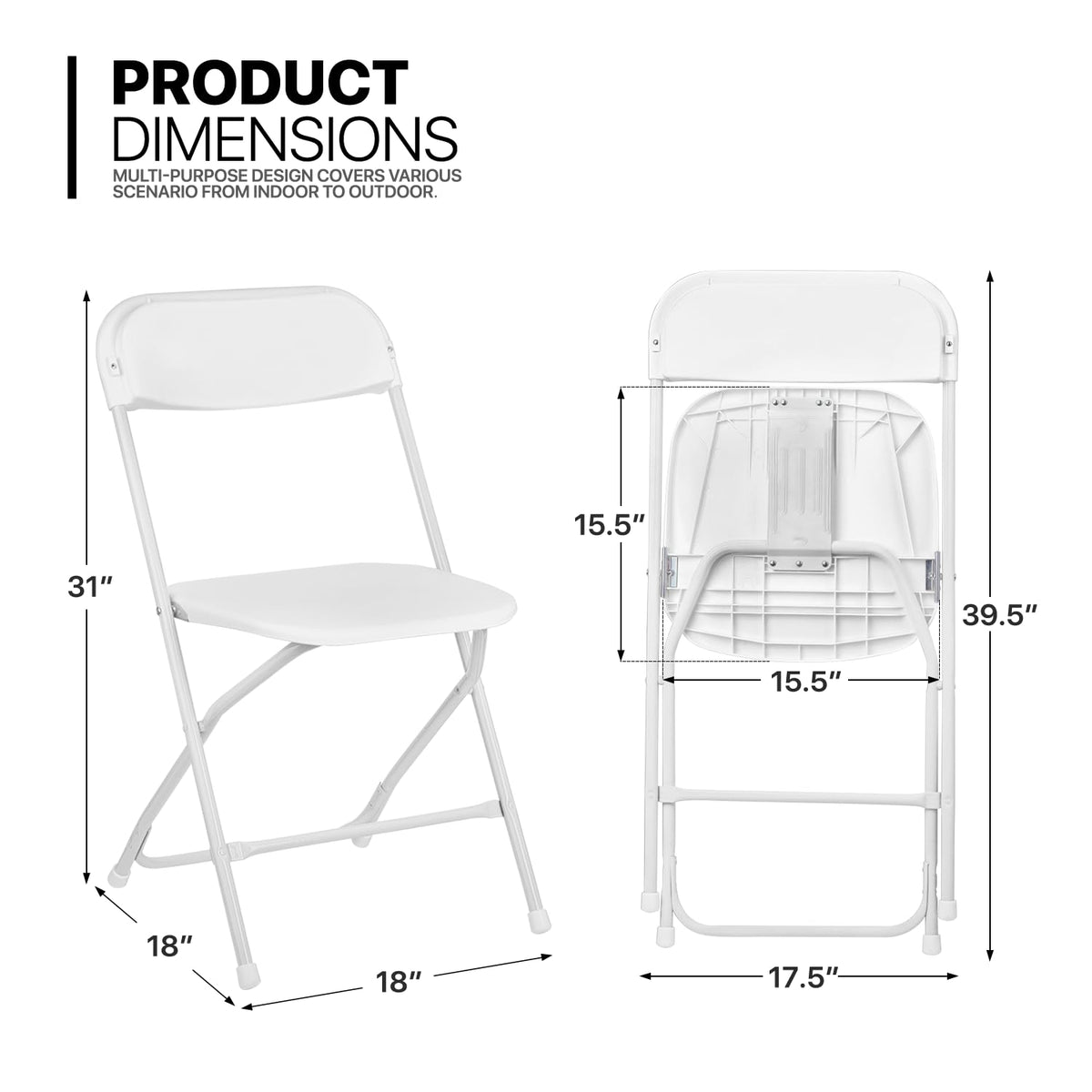 White Set of 10 Stackable Plastic Folding Chairs A73346
