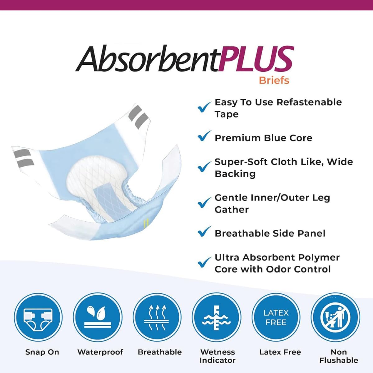 White Medium 12 Count Adult Diaper I803227