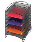 Black 6 Compartments Mesh Steel Literature Organizer A64499
