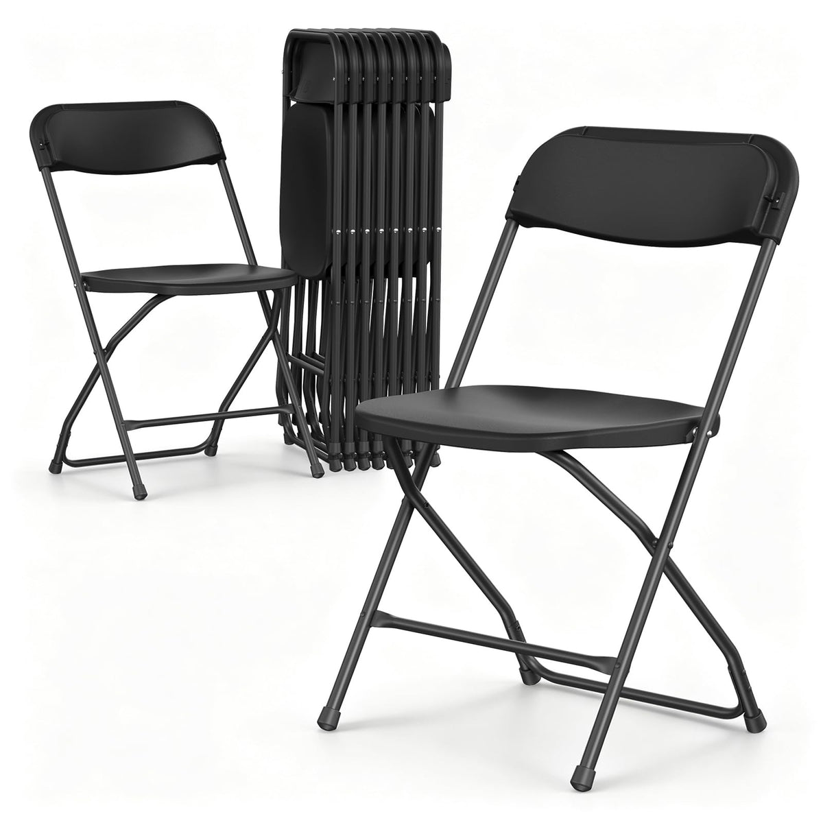 10 Pack Lightweight Stackable Plastic Folding Chairs with Steel Frame Z2945