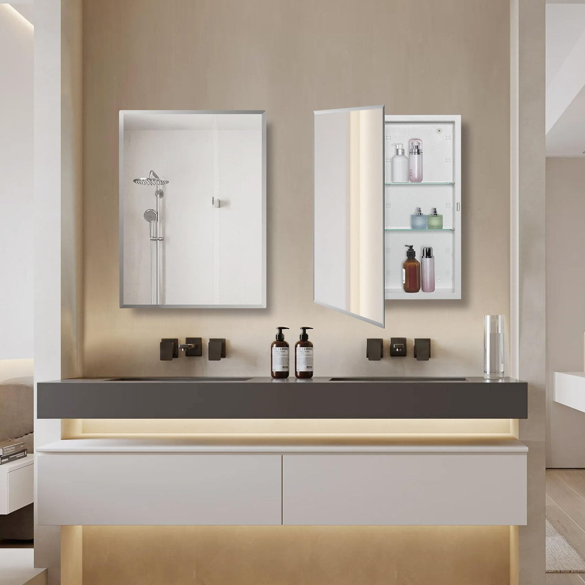 Bathroom Medicine Cabinet with Beveled Edge Mirrored Door 16 x 36 inch O753706