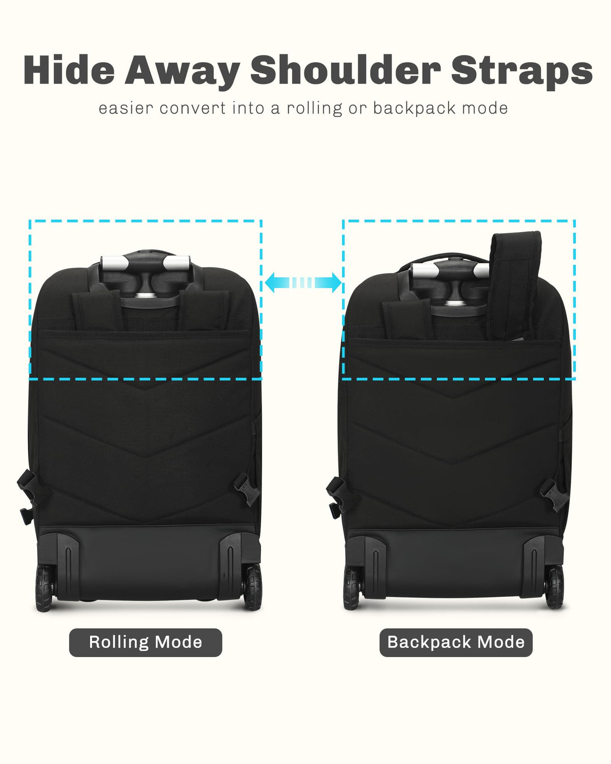 Rolling Backpack with Wheels 43L with Packing Cubes Set K494383