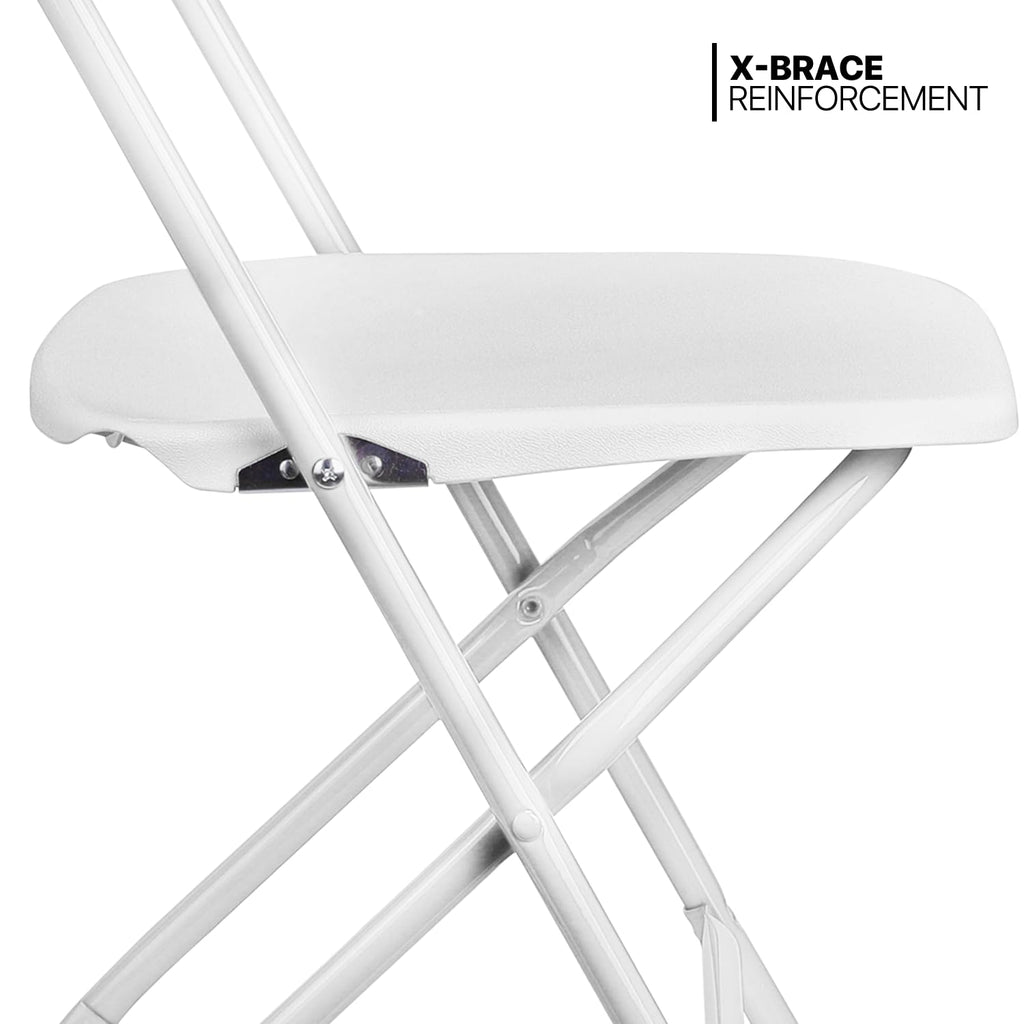 White Set of 10 Stackable Plastic Folding Chairs A73346