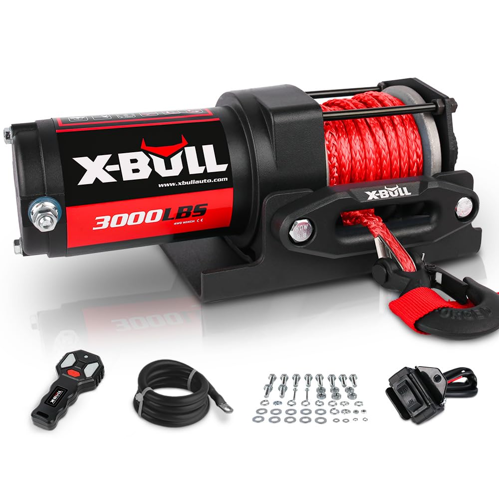 12V 3000LBS Synthetic Rope Electric Winch with Mounting Bracket R4095