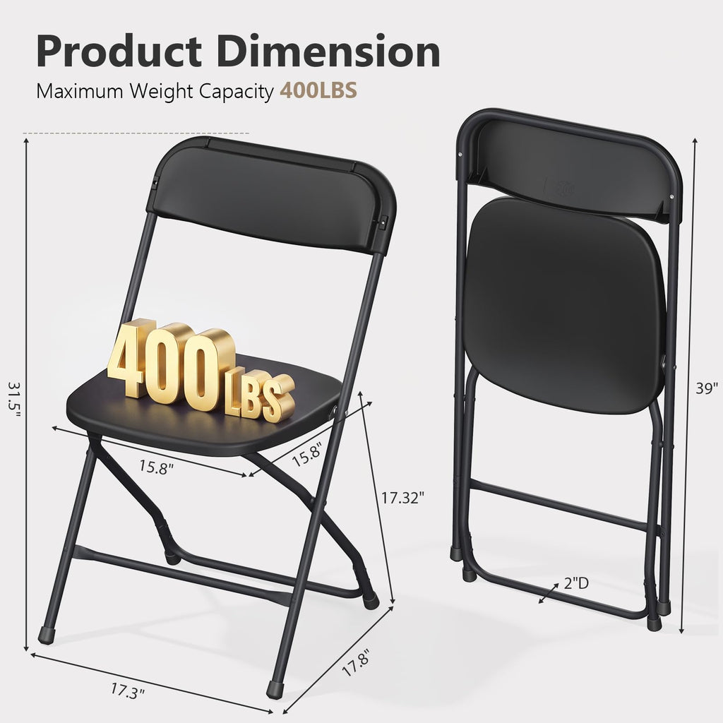 10 Pack Lightweight Stackable Plastic Folding Chairs with Steel Frame Z2945