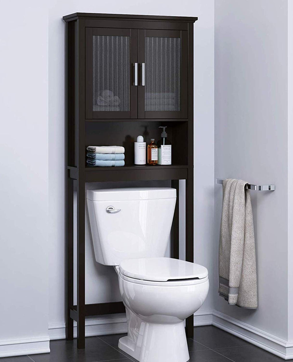 Over the Toilet Storage Cabinet with Glass Doors D6922