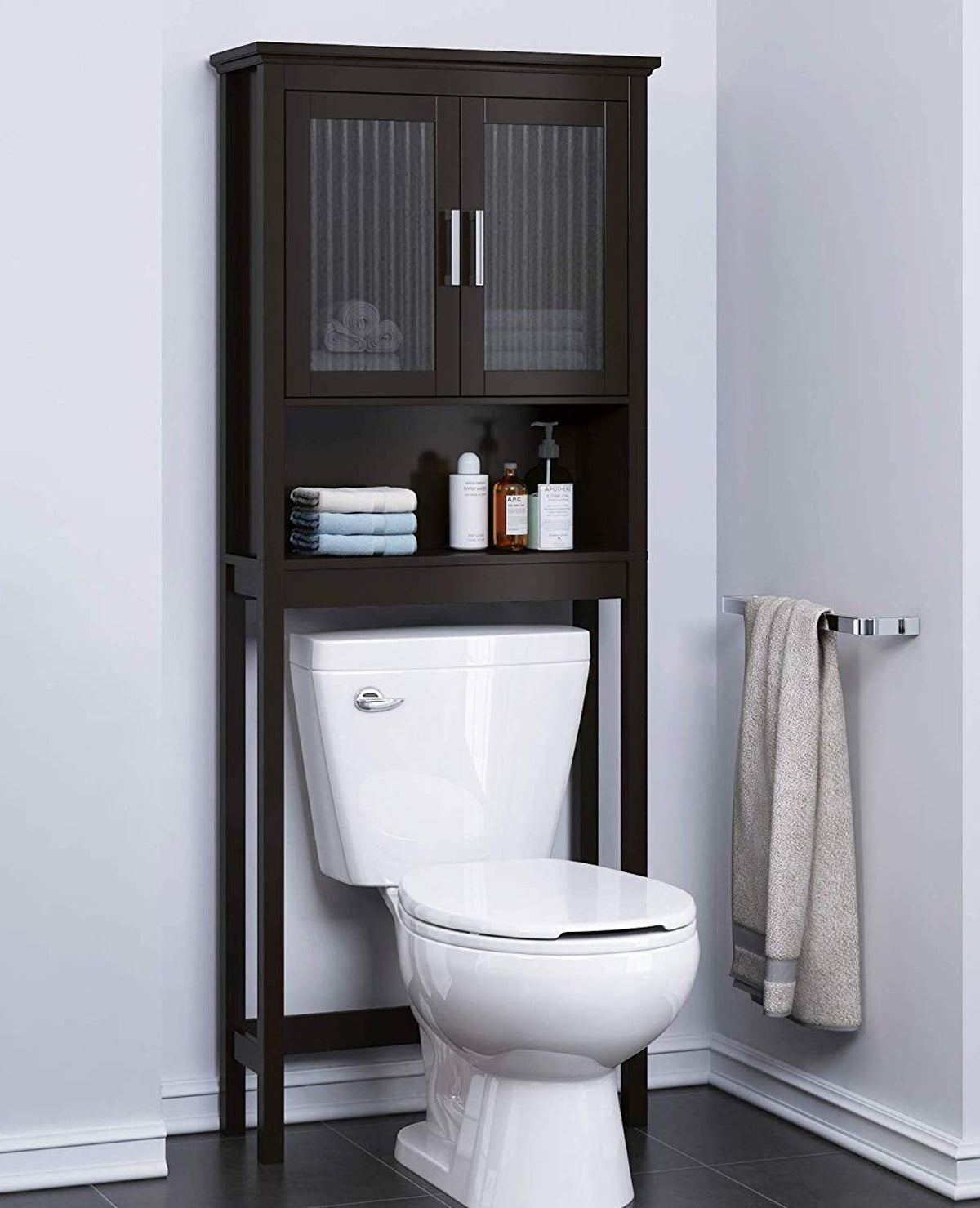Over the Toilet Storage Cabinet with Glass Doors D6922