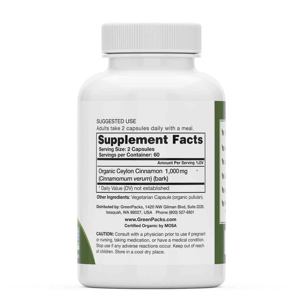 Organic Ceylon Cinnamon Supplement, 120 Capsules X3742
