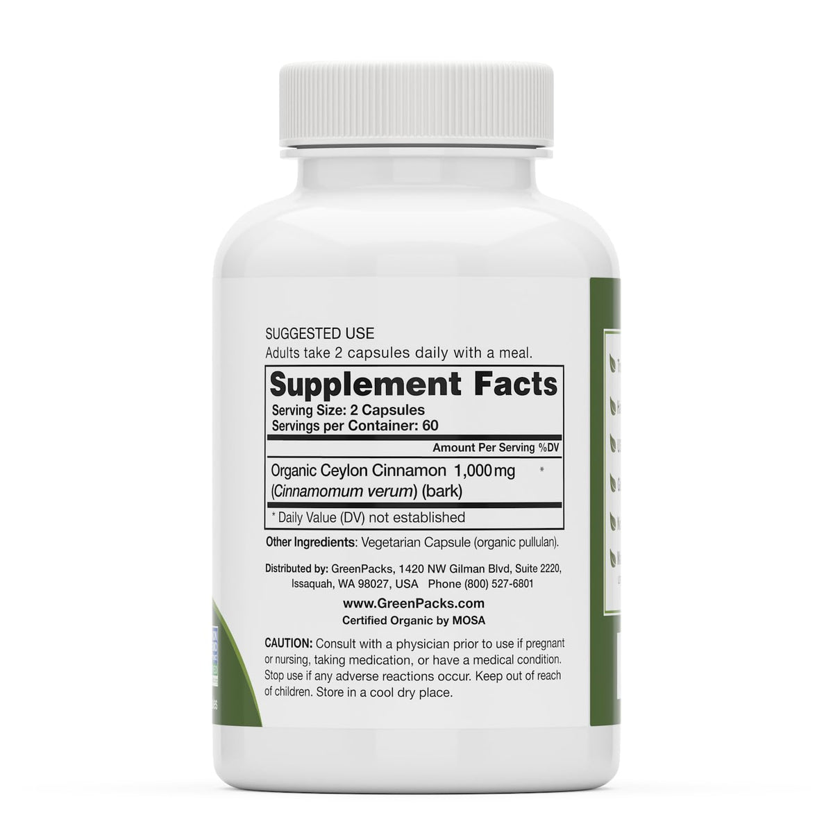 Organic Ceylon Cinnamon Supplement, 120 Capsules X3742