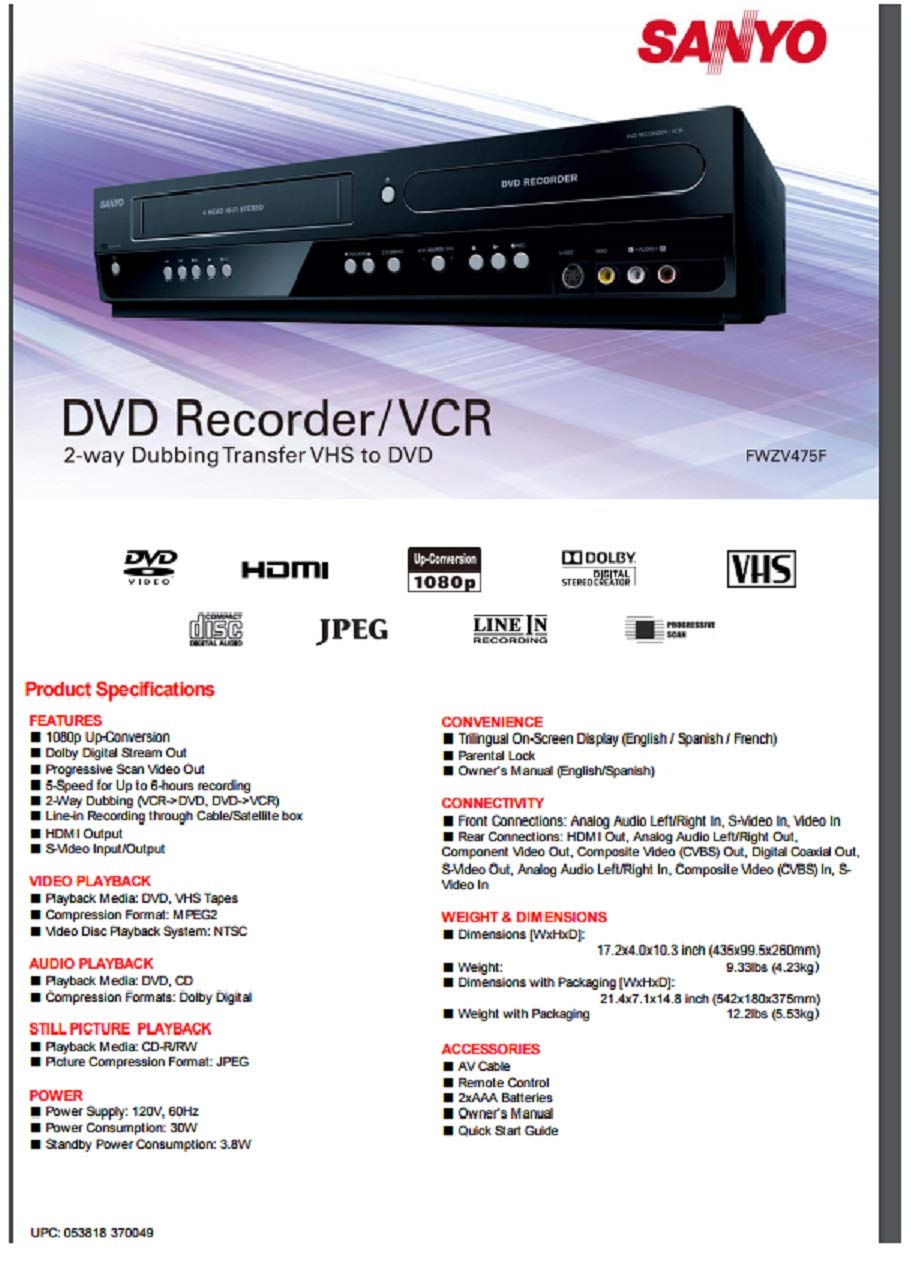 DVD Recorder/VCR Combo W427518