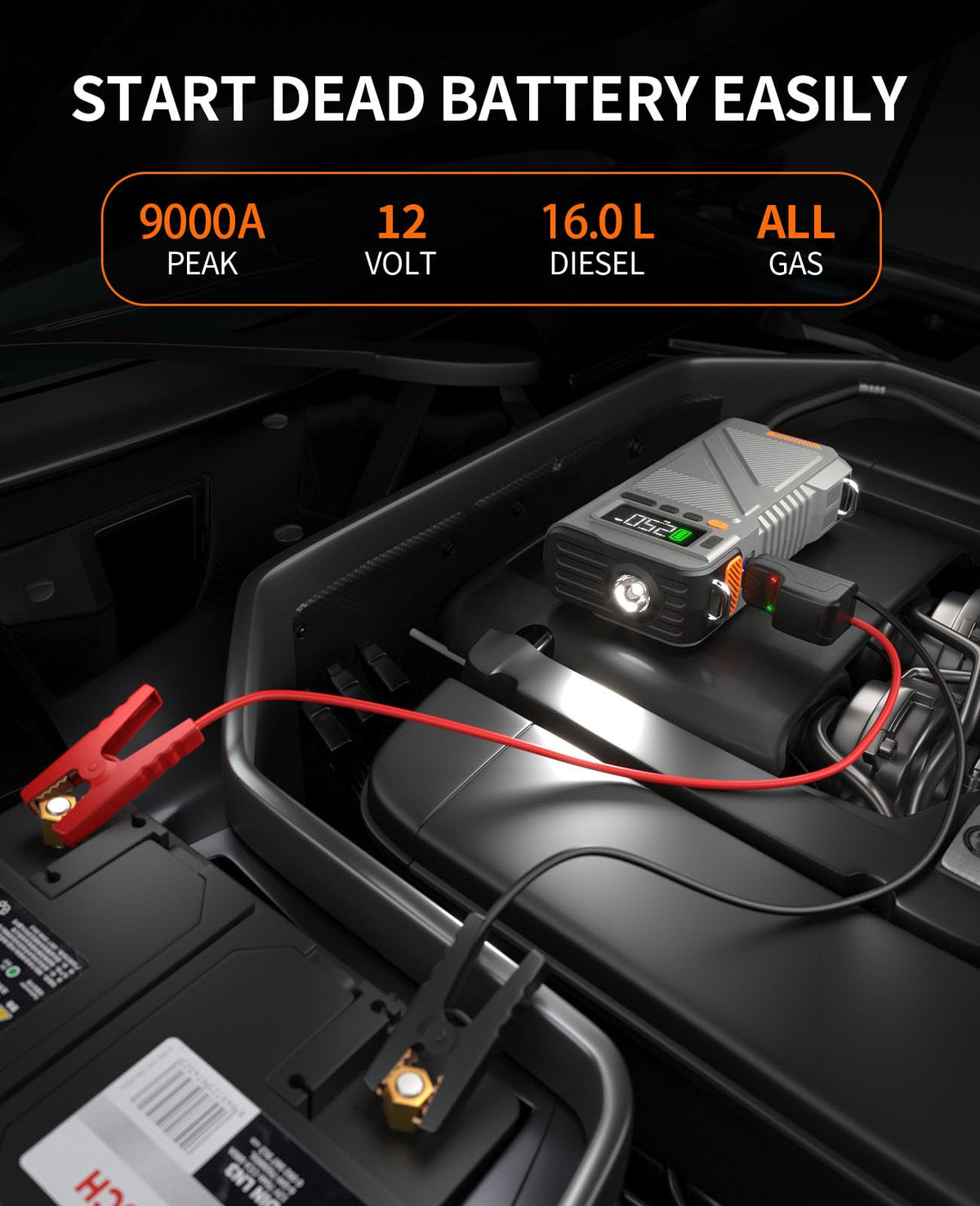 9000A 12V Jump Starter with 150 PSI Air Compressor H36486