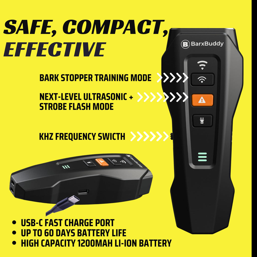 Long Range Ultrasonic Rechargeable Anti Bark Device for Dogs (Black) V539