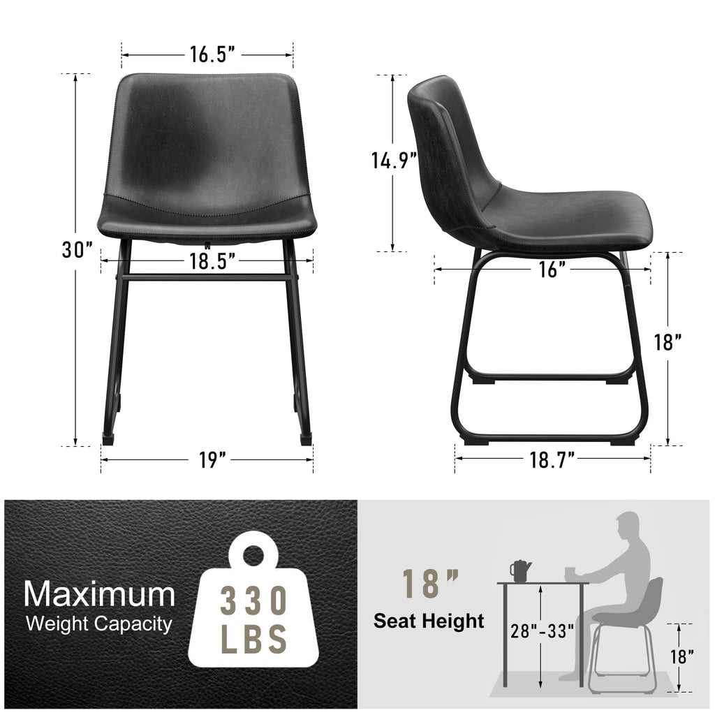 Black PU Leather Dining Chairs Set of 6 D145