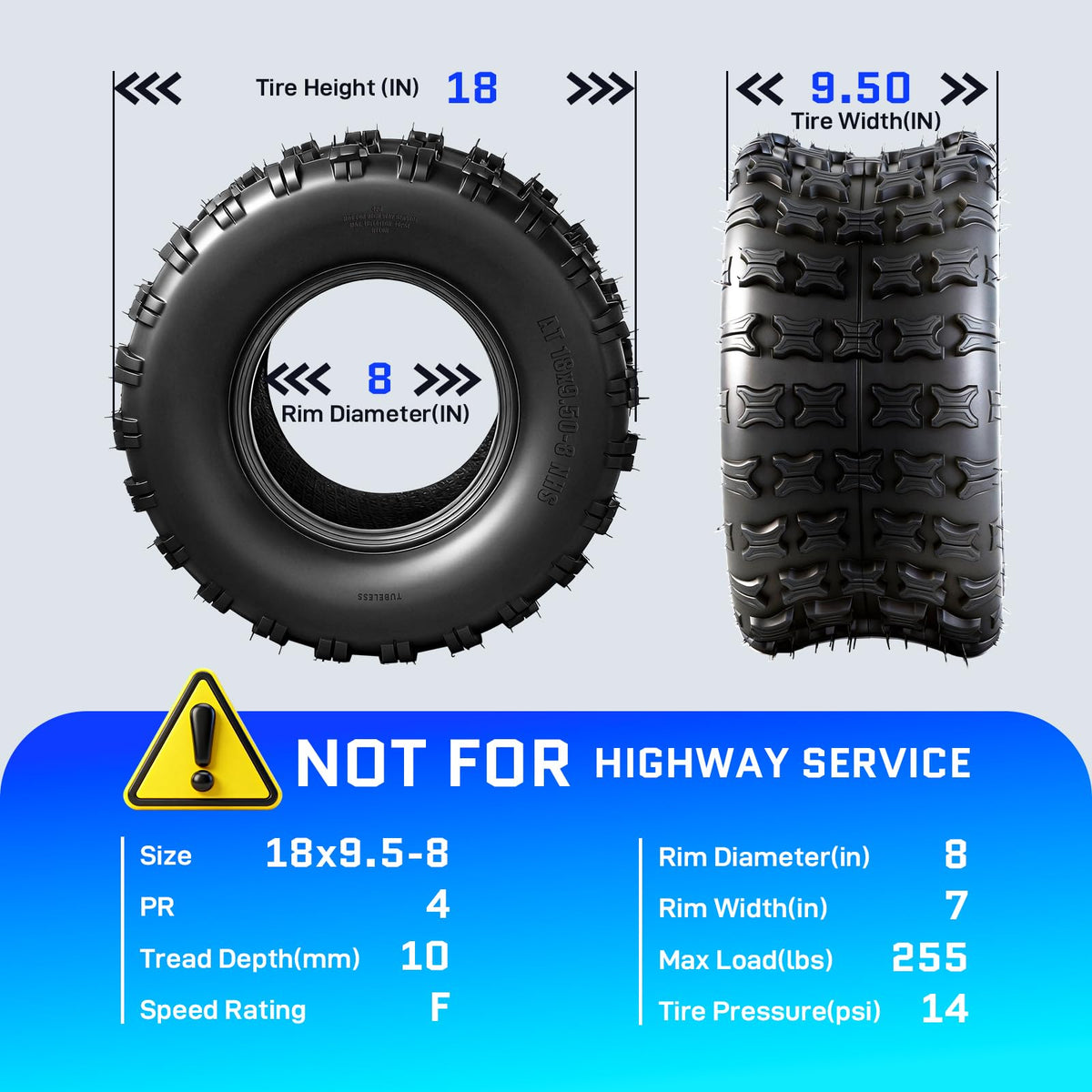 18x9.5-8 All-Terrain ATV/UTV Tires Set of 2 O54921