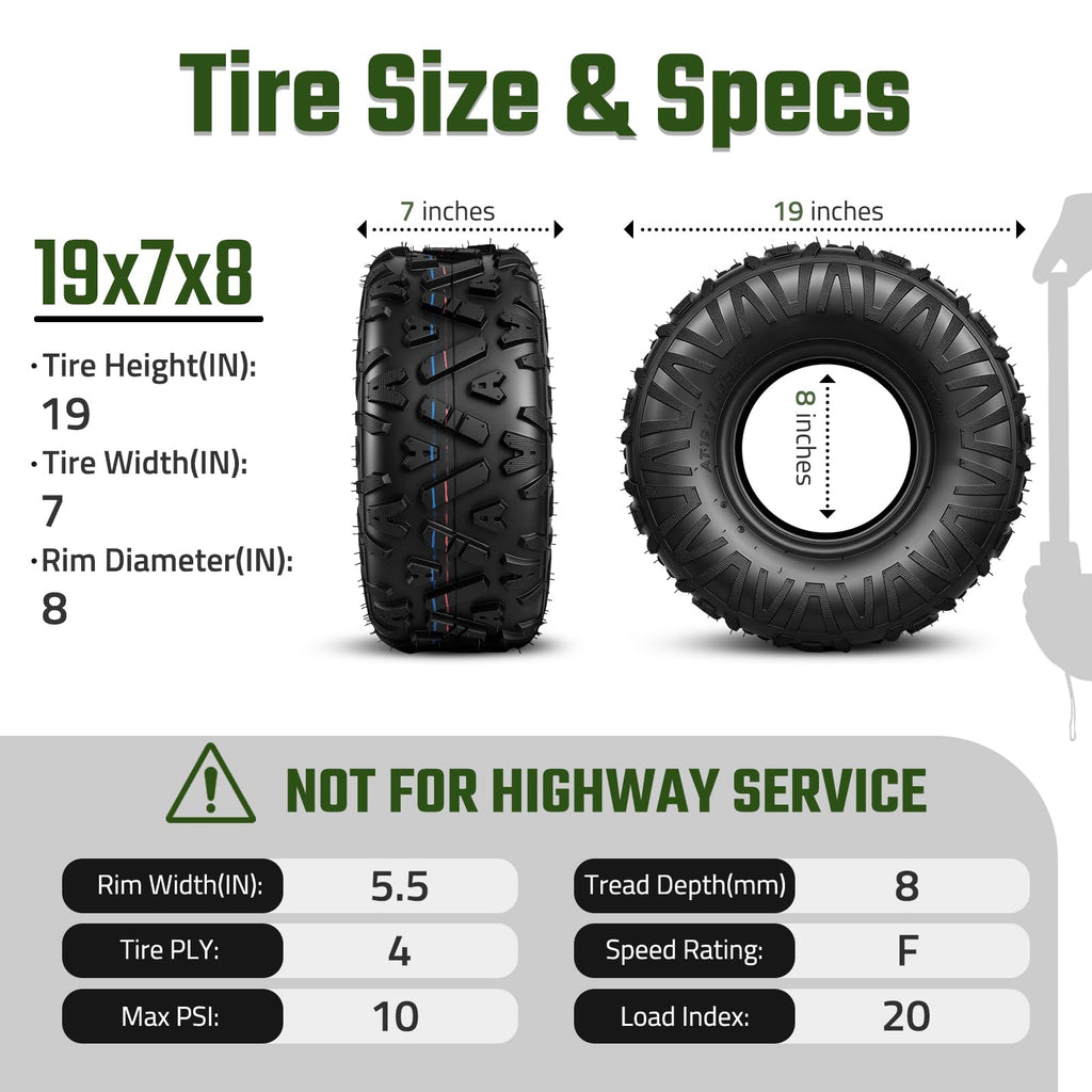 19x7-8 All Terrain Tubeless Set of 2 Tires M606371