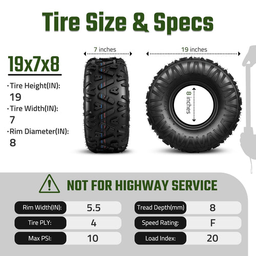19x7-8 All Terrain Tubeless Set of 2 Tires M606371