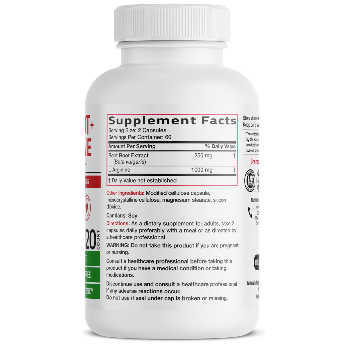 Beet Root L-Arginine 120 Capsules W48310