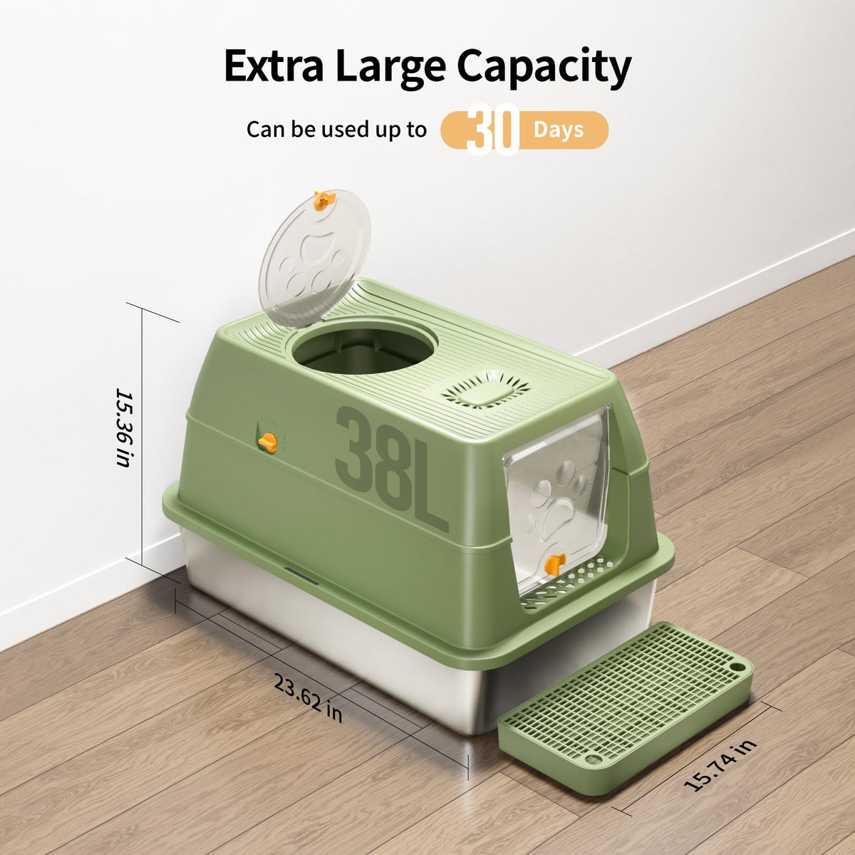 XL Enclosed Stainless Steel Cat Litter Box K5523