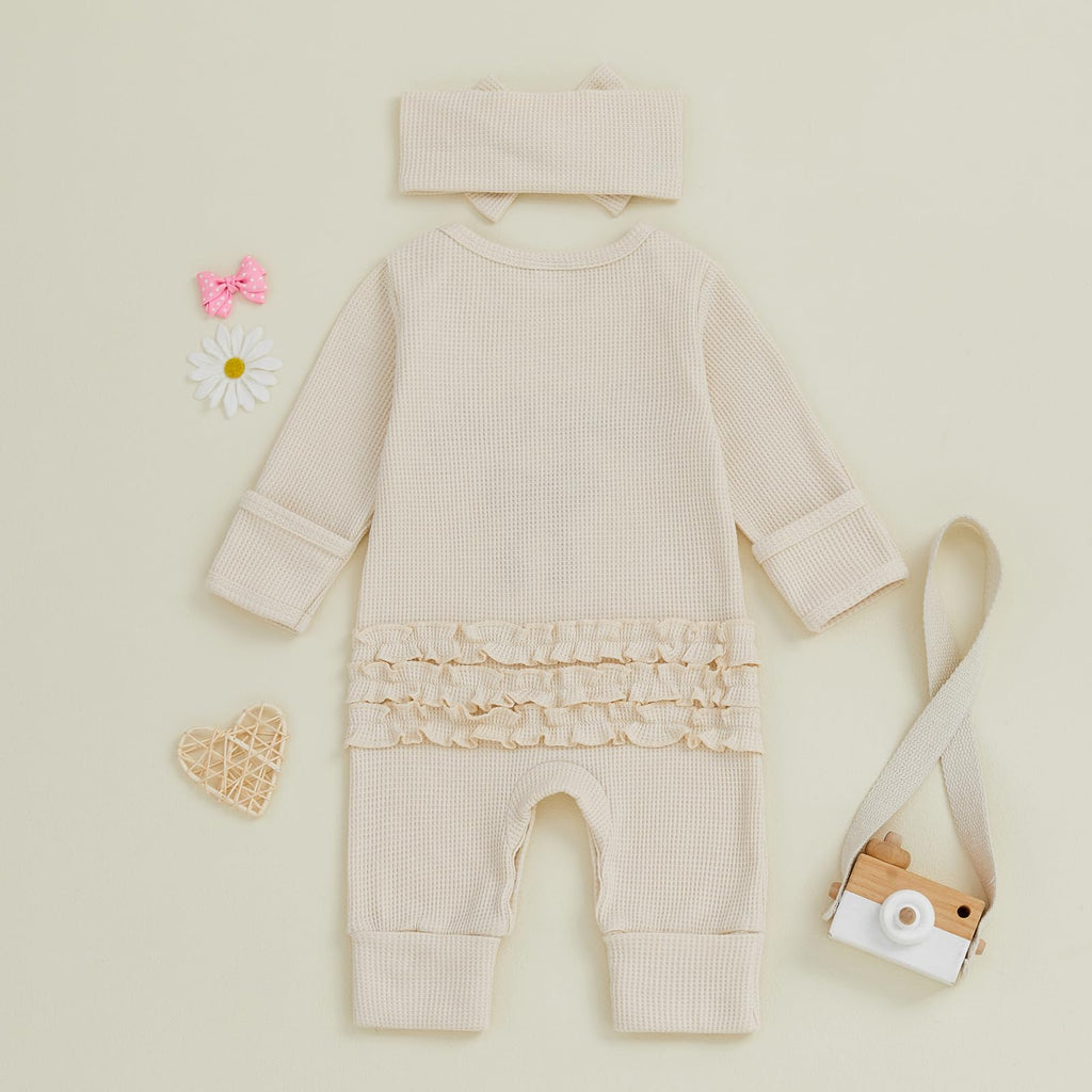 Baby Girl Long Sleeve Jumpsuit with Headband N175