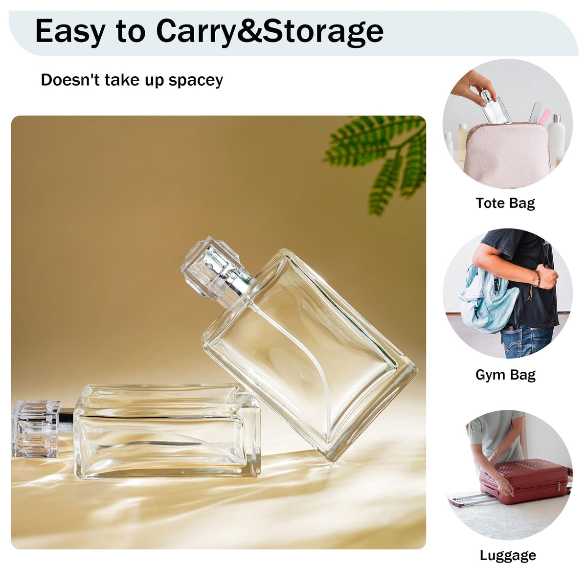 2 Pack 100ml Refillable Glass Spray Bottles Z6603