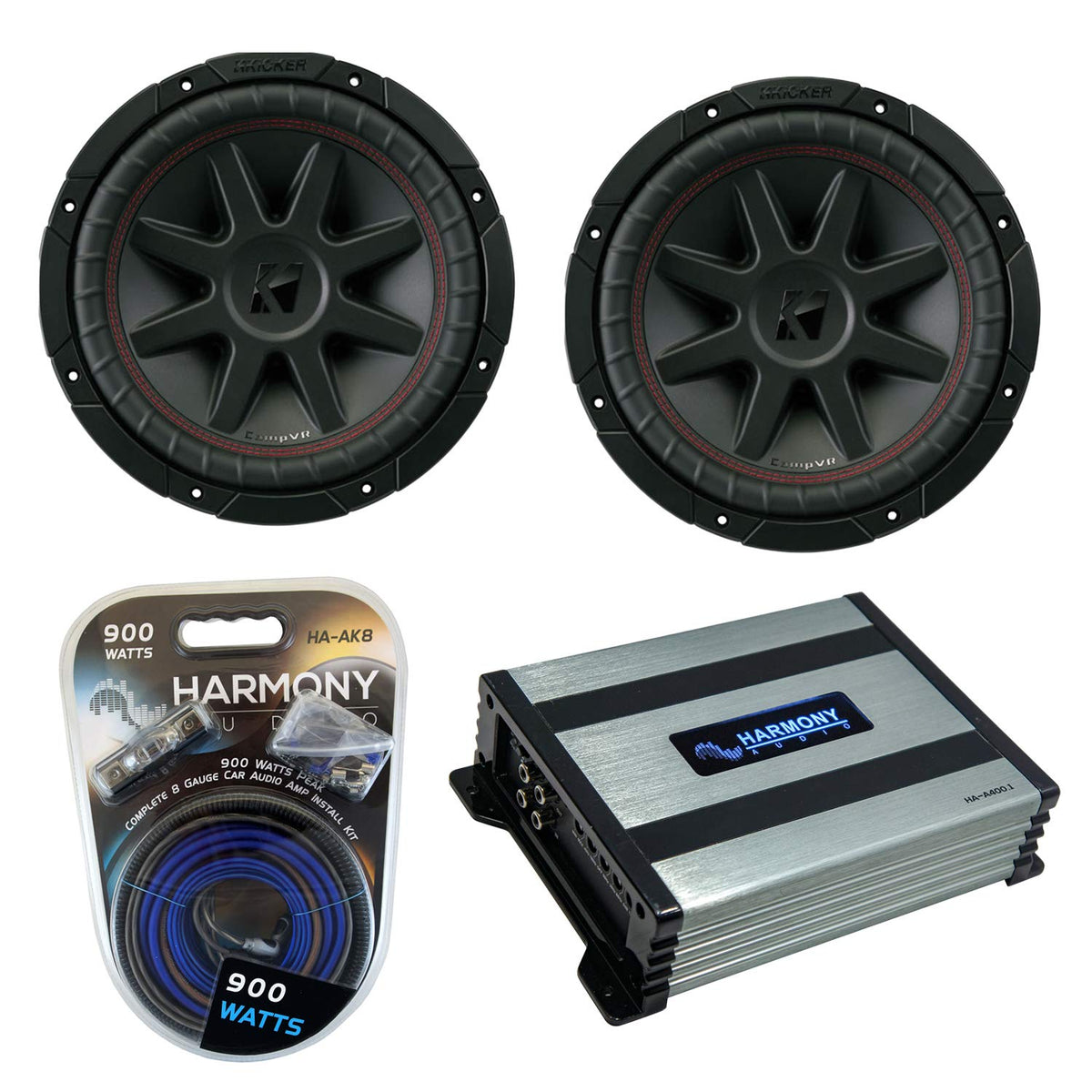 10" Subwoofer Pair with Amp Combo Wire Kit K38309