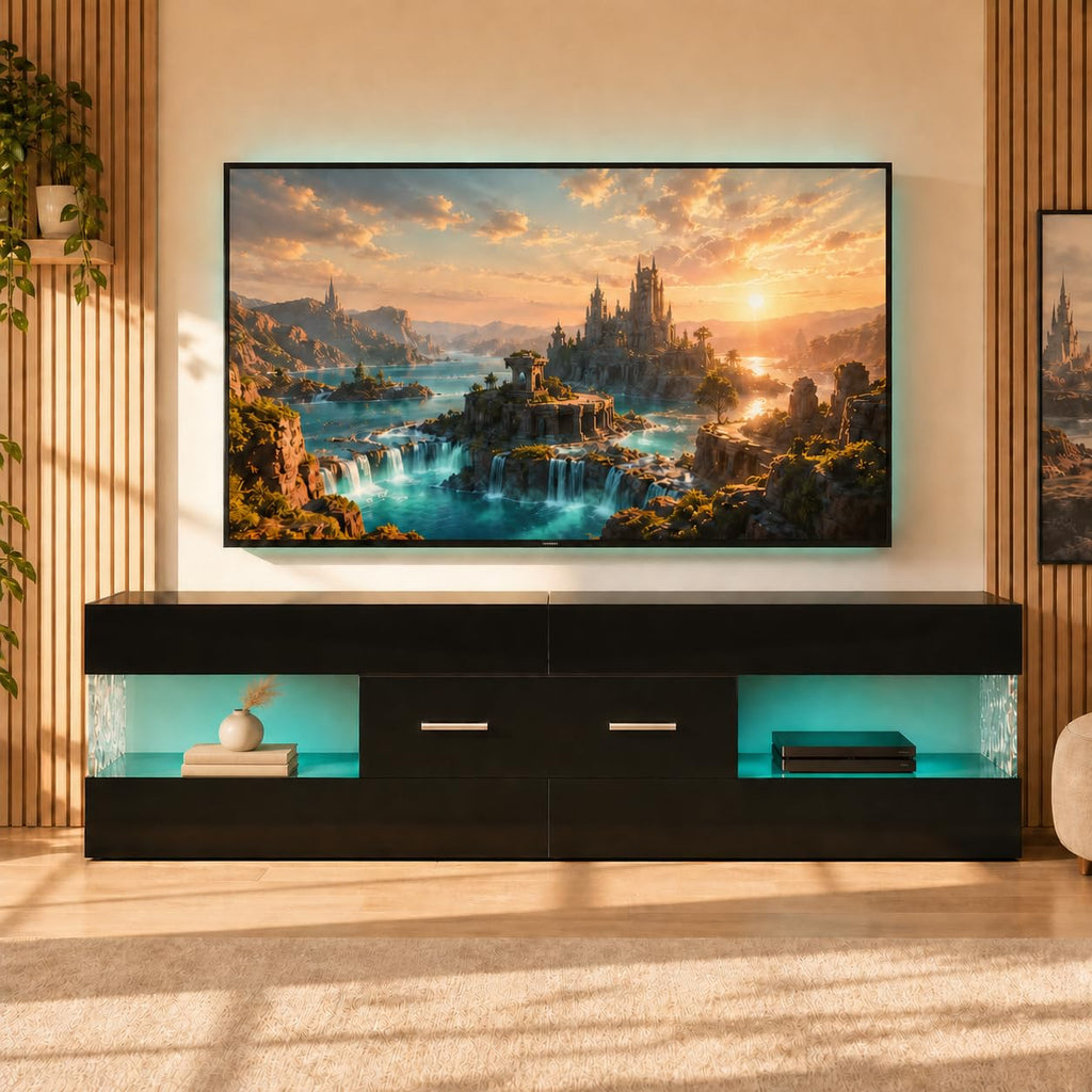 Black 60 Inch TV Stand with Drawer Q3233