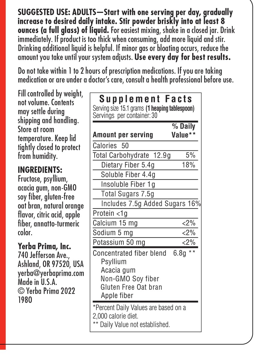 Orange Daily Fiber Formula 1 pound Gluten Free K29107