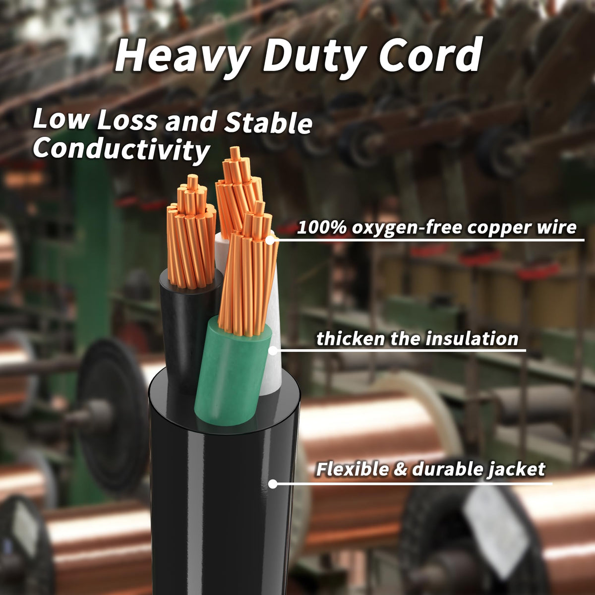 100ft 10 Gauge Waterproof Outdoor Extension Cord Black D921