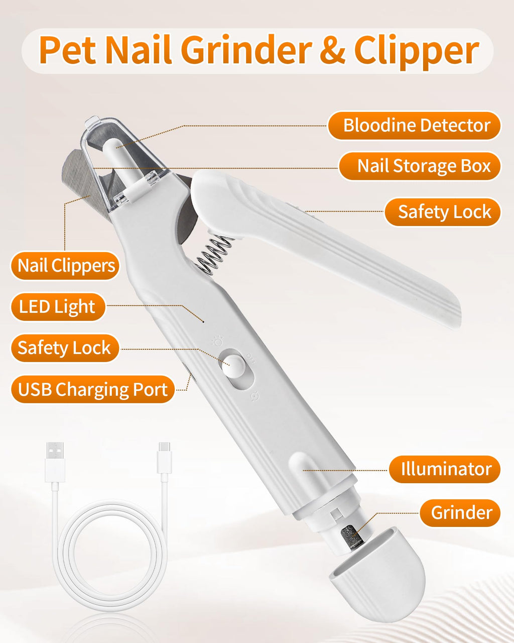 2-in-1 Dog & Cat Nail Clippers & Grinder with LED Light A47392
