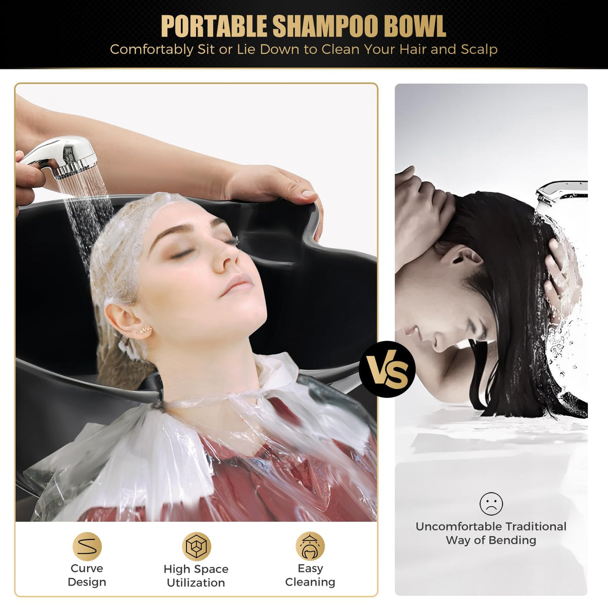 Electric Portable Shampoo Bowl, Black T181