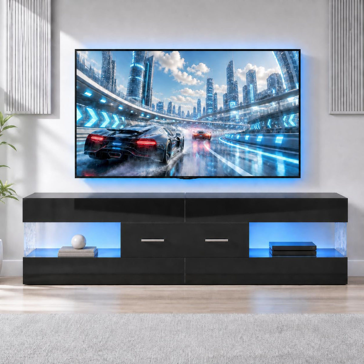 Black 60 Inch TV Stand with Drawer Q3233