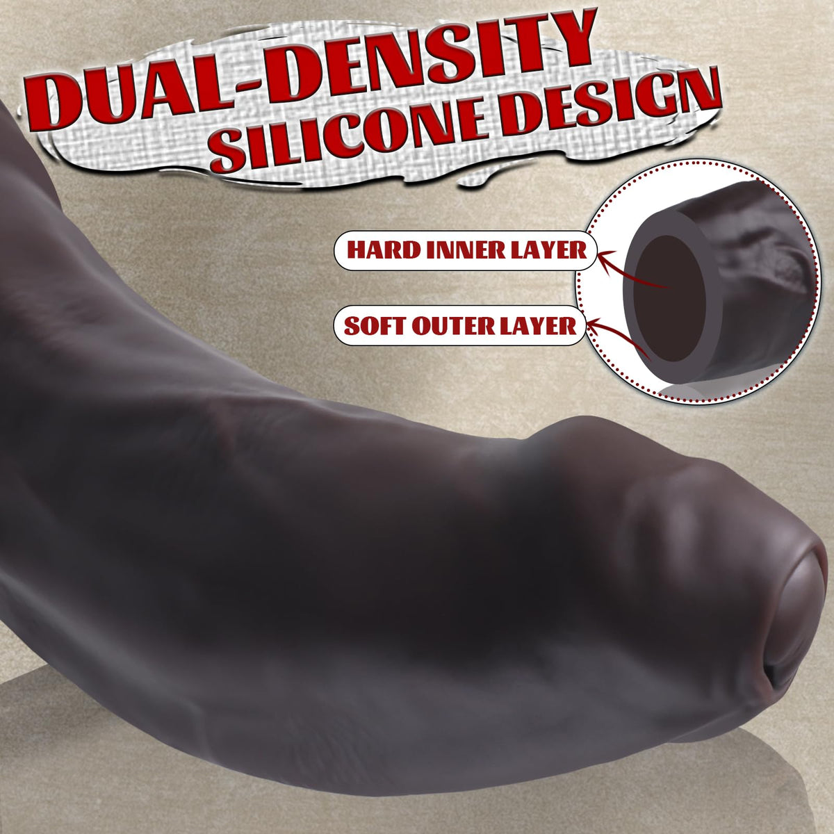 13 Inch Dual Density Silicone Dildo with Suction Cup F29394