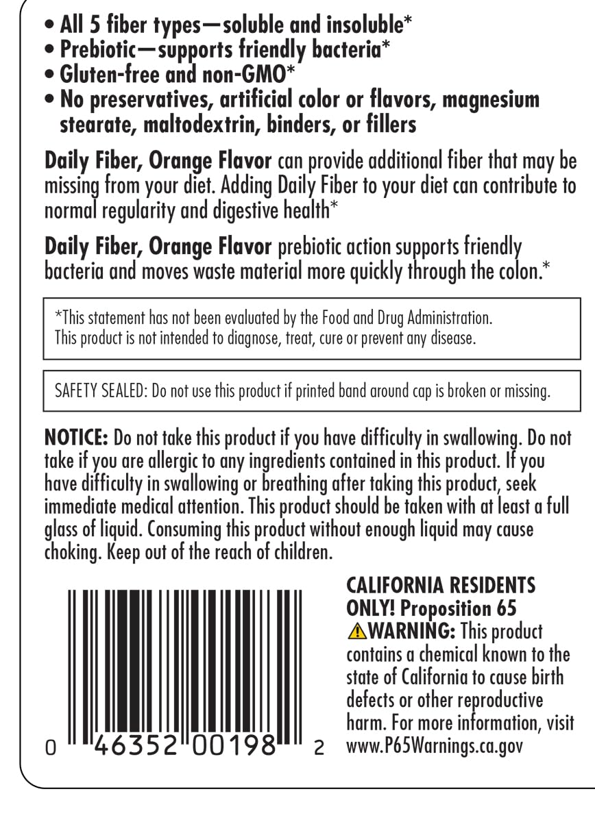 Orange Daily Fiber Formula 1 pound Gluten Free K29107
