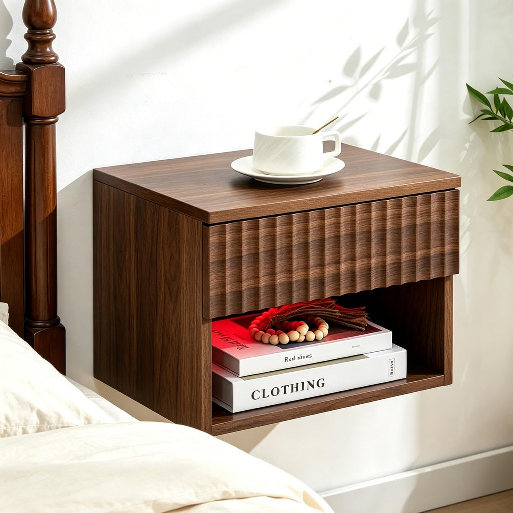 Wall Mounted Floating Nightstand Set of 2 with Drawer P525